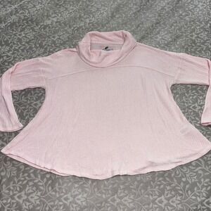 Cupio Waffle Knit Cowl Neck Pink Lightweight Flowy Top Womens XL